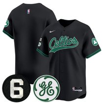 Men's Boston Celtics Bill Russell & John Havlicek Patch Baseball Jersey - All Stitched