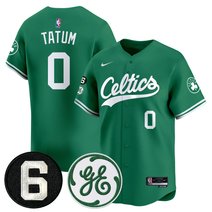 Men's Boston Celtics Bill Russell & John Havlicek Patch Baseball Jersey - All Stitched