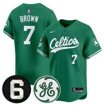 Men's Boston Celtics Bill Russell & John Havlicek Patch Baseball Jersey - All Stitched