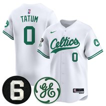 Men's Boston Celtics Bill Russell & John Havlicek Patch Baseball Jersey - All Stitched