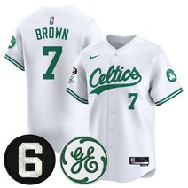 Men's Boston Celtics Bill Russell & John Havlicek Patch Baseball Jersey - All Stitched