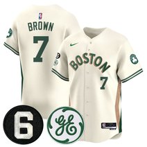 Men's Boston Celtics Bill Russell & John Havlicek Patch Baseball Jersey - All Stitched