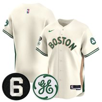 Men's Boston Celtics Bill Russell & John Havlicek Patch Baseball Jersey - All Stitched