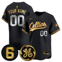Boston Celtics Bill Russell & John Havlicek Patch Custom Baseball Jersey - All Stitched