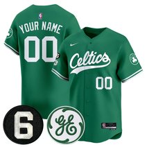 Boston Celtics Bill Russell & John Havlicek Patch Custom Baseball Jersey - All Stitched