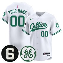 Boston Celtics Bill Russell & John Havlicek Patch Custom Baseball Jersey - All Stitched