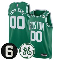 Boston Celtics Bill Russell & John Havlicek Patch Custom Jersey - All Stitched