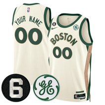 Boston Celtics Bill Russell & John Havlicek Patch Custom Jersey - All Stitched