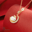 Rabbit Moon Girl Chinese Style Necklace Feminine Temperament Luxury Niche Design Sweet and Lovely Moon Bunny Necklace