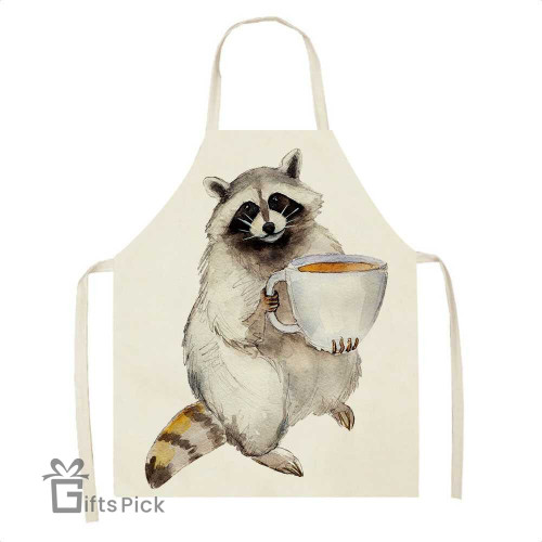Kitchen Apron Raccoon Horse Deer Animals Pattern Aprons for Women Home Cleaning Baking Cooking Accessories Sleeveless Apron