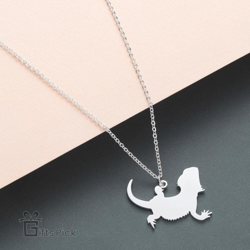 Todorova Bearded Dragon Lizard Necklace Stainless Steel Jewelry Pet Reptile Lover Gift Unique Cute Animal Necklaces for Women