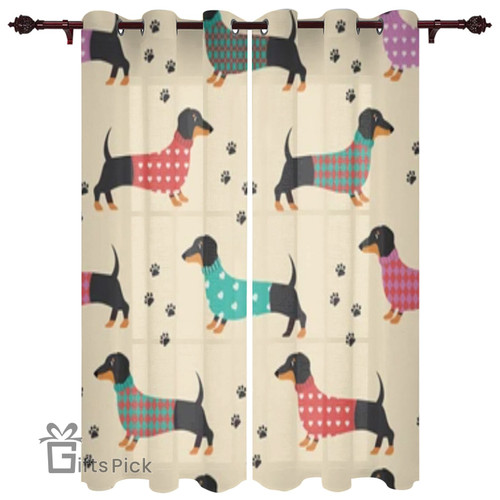Dachshunds And Dog Prints Window Curtain For Living Room Bedroom Decoration