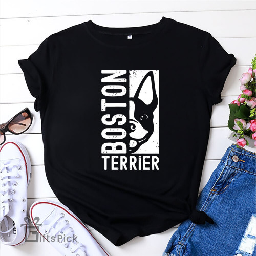 Boston Terrier T Shirt Women's Printed Graphic Tee Shirt Femme O-neck Short Sleeves T-shirt Women Cotton Clothes