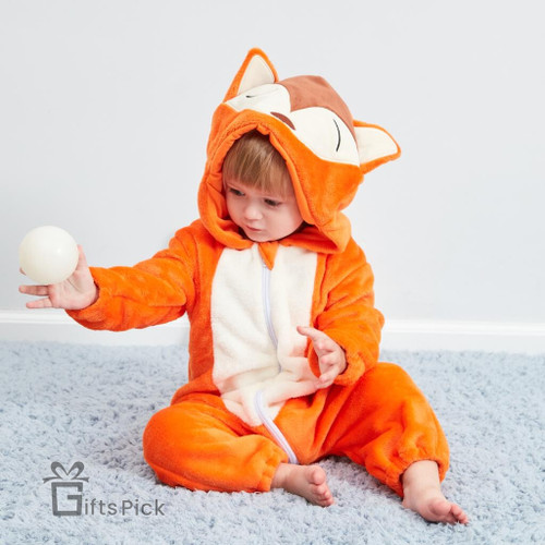 Baby Onesie Girl Boys Rompers Newborn Animal Cartoon Fox Jumpsuit Outfits Flannel Hooded Toddler Bebes Stitch Lion Kids Costumes