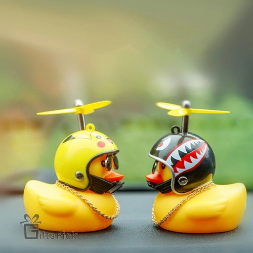 Cute Rubber Duck Kids Toys Wind-breaking Helmet Yellow Duck Baby Shower Bath Toys Toddler Gifts Car Decoration Cycling Decor