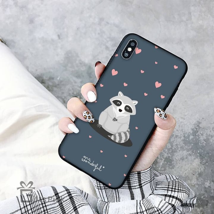 Animal Raccoon Art Phone Case for iphone 13 8 7 6 6S Plus X 5S SE 2020 XR 11 12mini pro XS MAX.