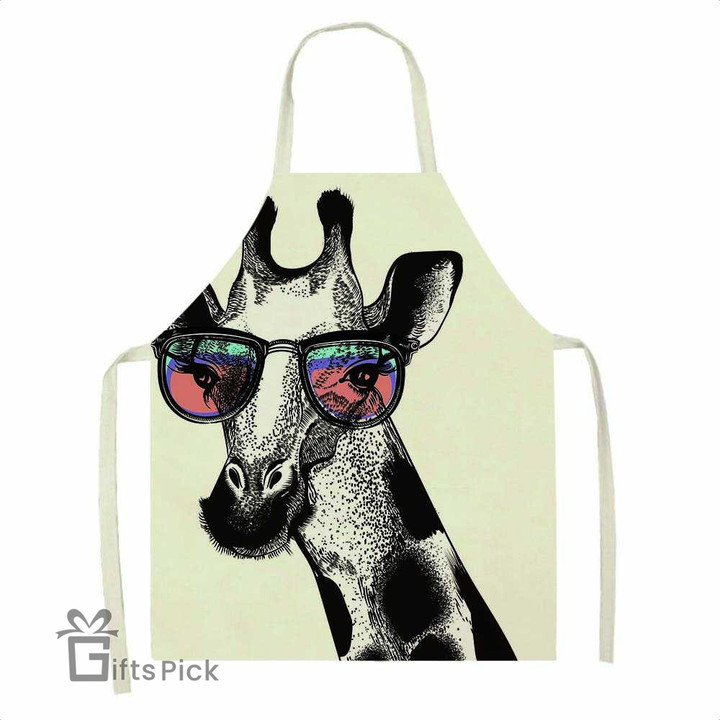 Kitchen Apron Raccoon Horse Deer Animals Pattern Aprons for Women Home Cleaning Baking Cooking Accessories Sleeveless Apron