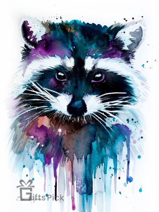 Graffiti Color Raccoon Canvas Painting Animal Pop Wall Art Children's Bedroom Living Room Wall Decoration Mural(no Frame)