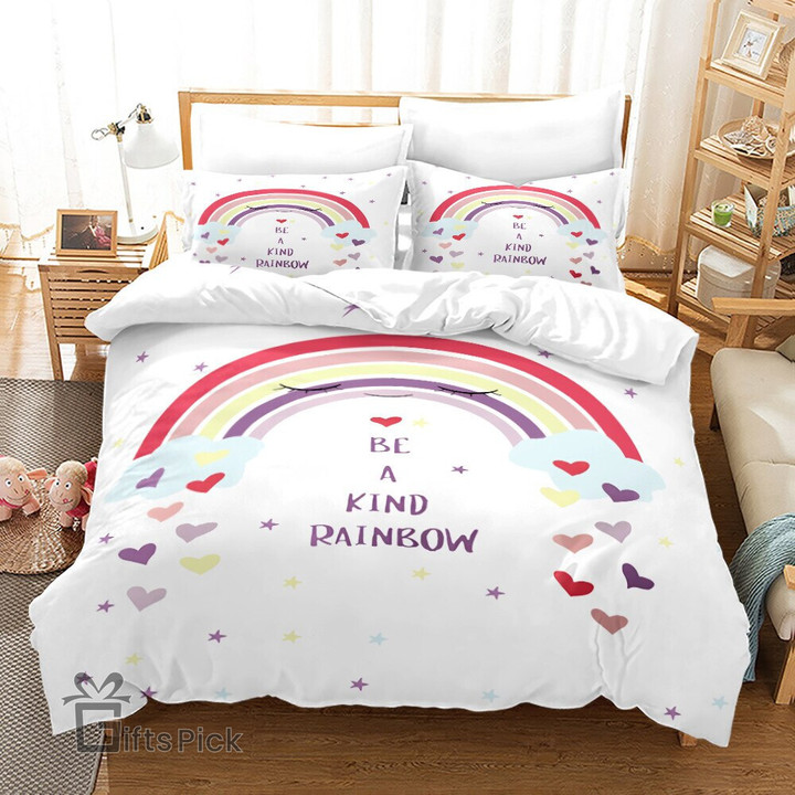 Trendy Colors Rainbow Bedding Set Baby Kid Bedroom Decor Duvet Cover with Pillowcases Full King Queen Size Polyester Quilt Cover