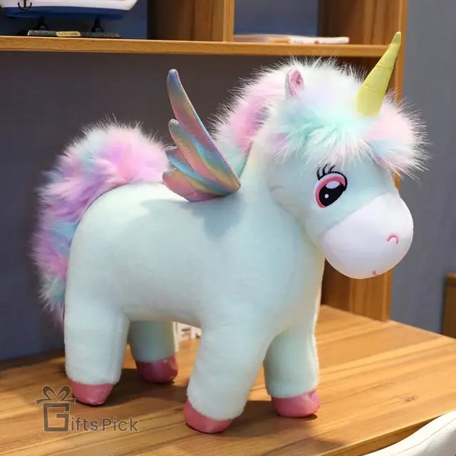 Fantastic Glow Rainbow Wings Unicorn Plush Toy Giant Unicorn Toy Stuffed Animal Doll Fluffy Hair Fly Horse Toys for Children Kid