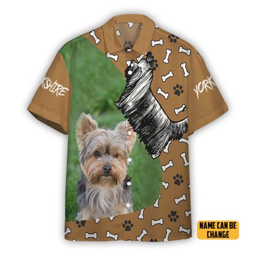 Somebodyshop 3D Yorkshire Terrier Hund x Hawaii Hawaiihemd mit individuellem Text