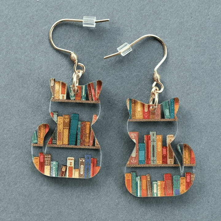Cat Earrings (Necklace) With Books