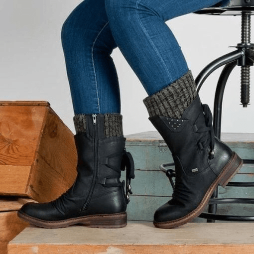 Fleekcomfy Women’s Winter Warm Back Lace Up Snow Boots