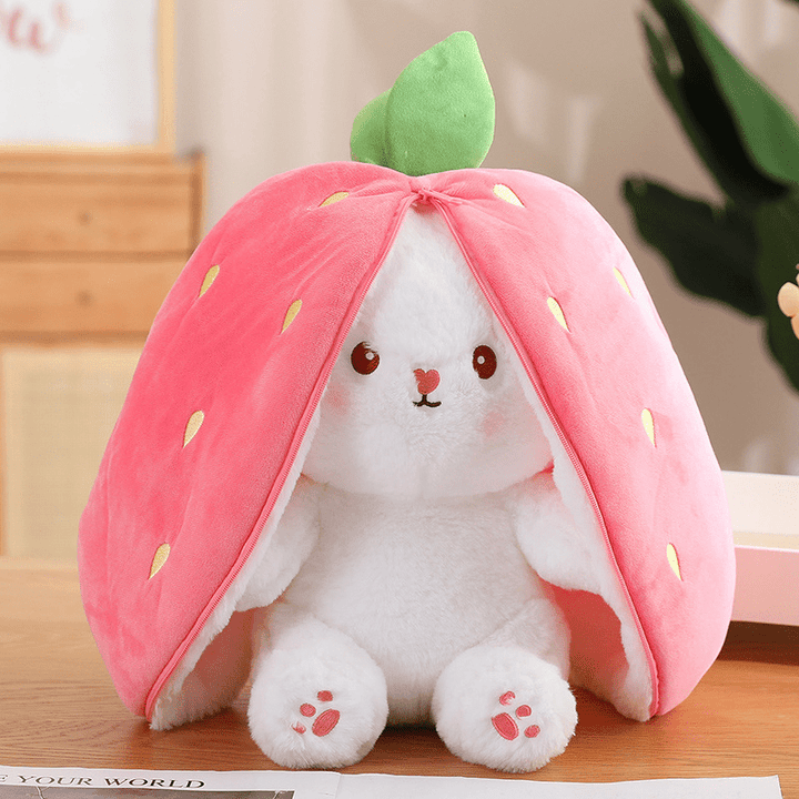 Strawberry Bunny Transformed into Little Rabbit🎀 Fruit Doll Plush Toy