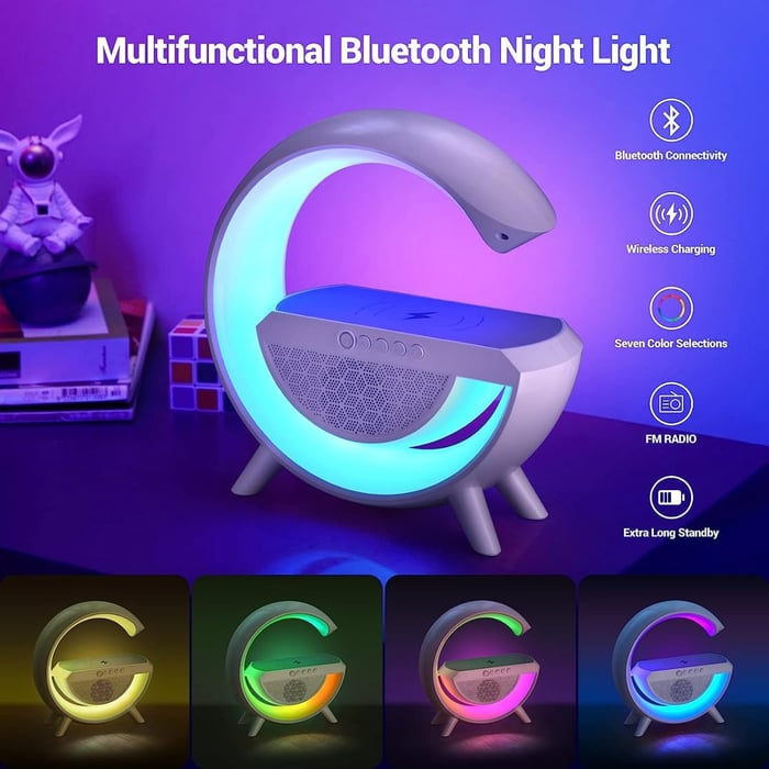 Multifunctional Bluetooth Speaker-Colorful Atmosphere Light Wireless Charging And Clock All-IN-One Machine