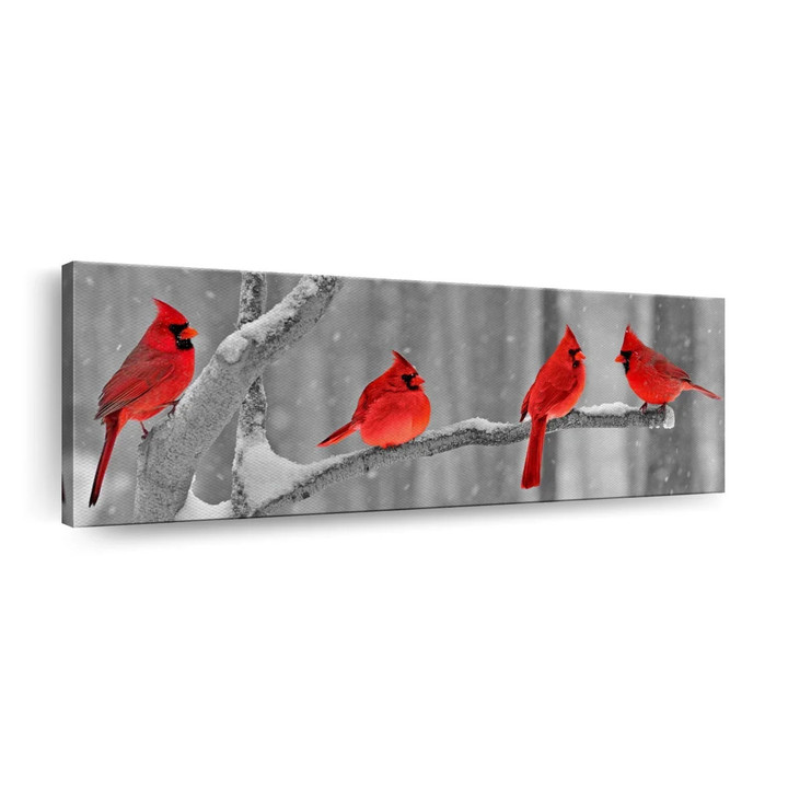 Cardinal Birds Panoramic Canvas Print