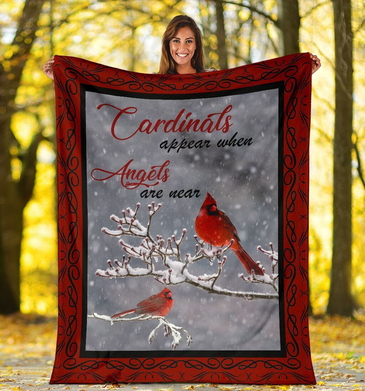 Red Cardinal Bird Flannel Blanket
