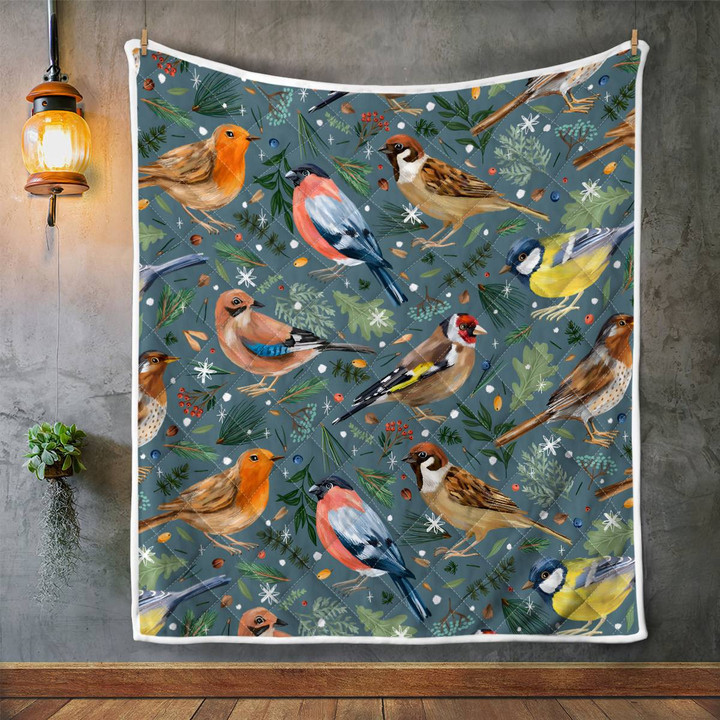 Colorful Bird Bedding Set and Quilt