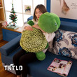 Green Big Eyes Stuffed Tortoise Turtle Gift Throw Pillow