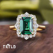 Luxury Square Green Cubic Zirconia Rings Elegant Accessory for Women Anniversary Party Jewelry