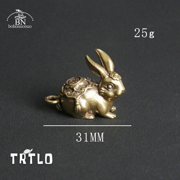 Pure Copper Zodiac Rabbit Miniatures Figurines Tea Table Pet Toy Metal Brass Home Decoration