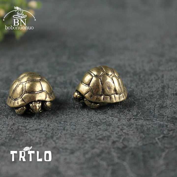 Heavy Ball Shape Turtle Miniatures Antique Metal Small Statue Tea Pet Table Ornament Home Decors