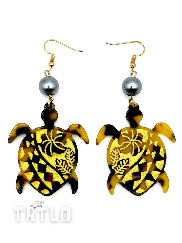 Women Earrings Hawaii Jewelry Tortoise Shell Drop Style Earrings With Turtle Designs