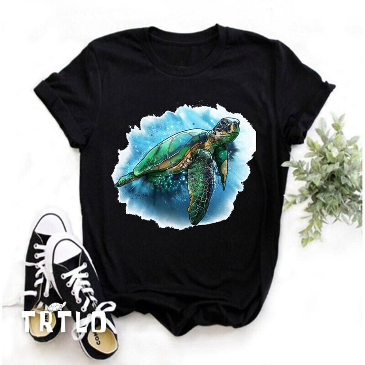 Sea Turtle T Shirt for Women Unisex Short Sleeve T-shirt O-Neck Streetwear