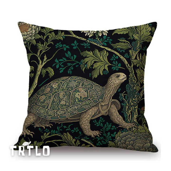 William Morris Inspired Turtle Rabbit Floral Pattern Cotton Linen Home Decorative Sofa Throw Pillowcase Cushion Cover
