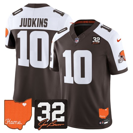 Men's Cleveland Browns 2026 Jim Brown Memorial & Home Patch Vapor Limited Jersey - All Stitched