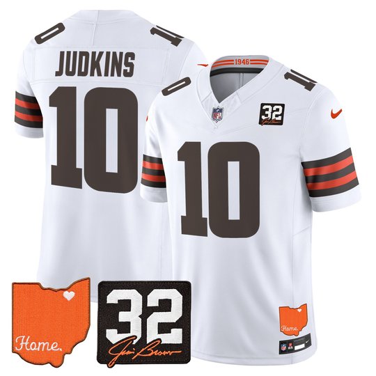 Men's Cleveland Browns 2026 Jim Brown Memorial & Home Patch Vapor Limited Jersey - All Stitched