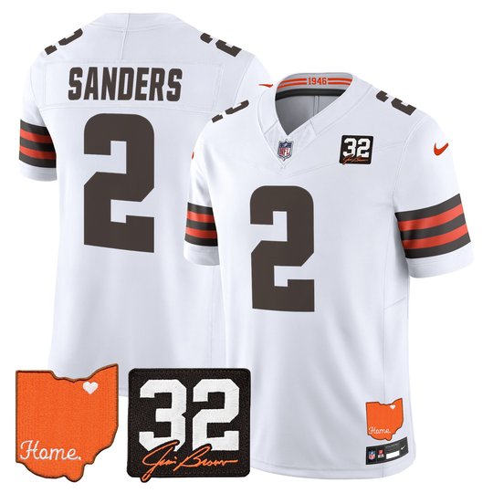 Men's Cleveland Browns 2026 Jim Brown Memorial & Home Patch Vapor Limited Jersey - All Stitched
