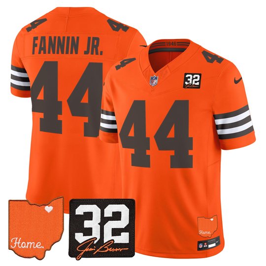 Men's Cleveland Browns 2026 Jim Brown Memorial & Home Patch Vapor Limited Jersey - All Stitched