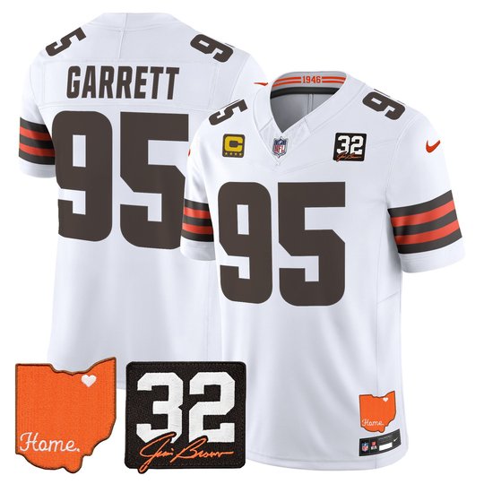 Men's Cleveland Browns 2026 Jim Brown Memorial & Home Patch Vapor Limited Jersey - All Stitched