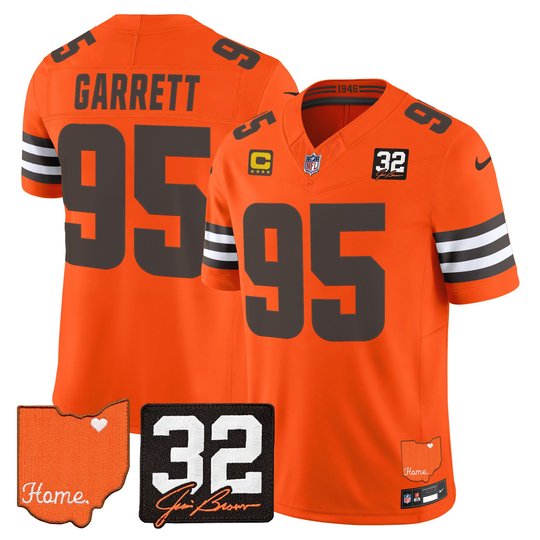 Men's Cleveland Browns 2026 Jim Brown Memorial & Home Patch Vapor Limited Jersey - All Stitched