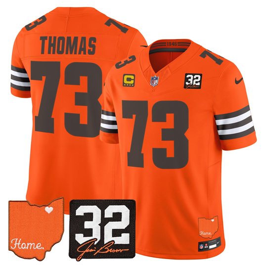 Men's Cleveland Browns 2026 Jim Brown Memorial & Home Patch Vapor Limited Jersey - All Stitched