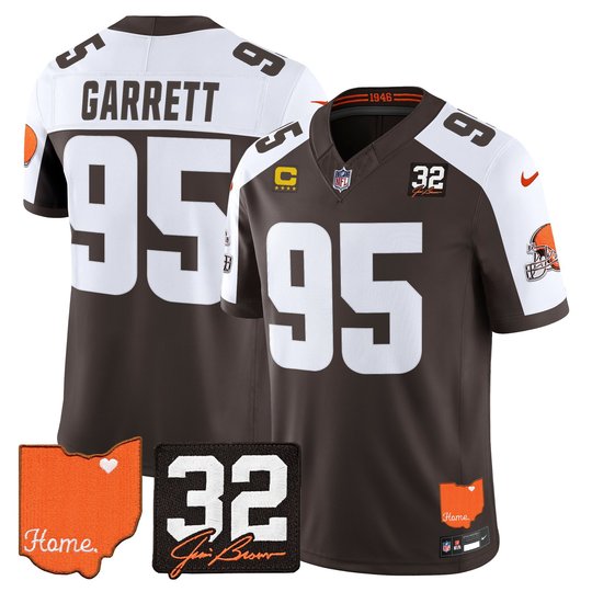 Men's Cleveland Browns 2026 Jim Brown Memorial & Home Patch Vapor Limited Jersey - All Stitched