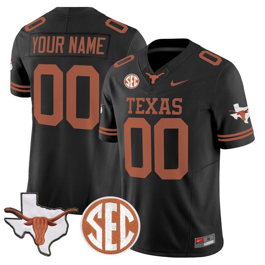 Texas Longhorns 2026 State Map & SEC Patch Vapor Limited Custom Jersey - All Stitched