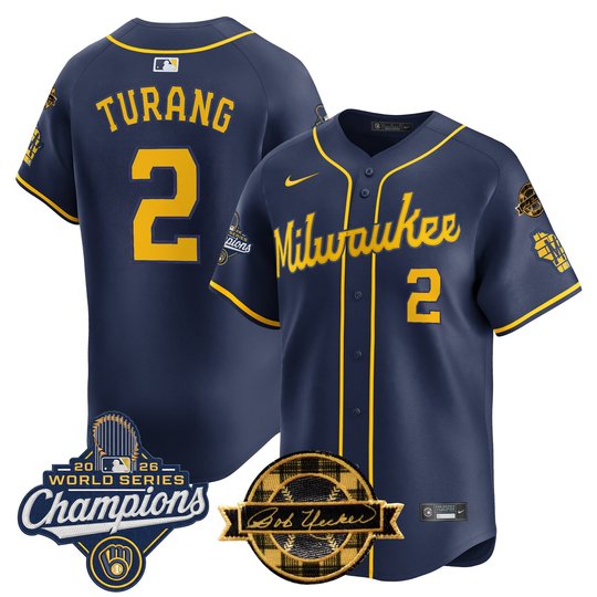 Men's Milwaukee Brewers 2026 World Series Champions Vapor Premier Limited Jersey - Bob Uecker Patch - All Stitched