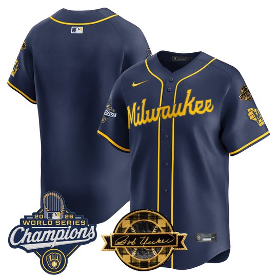 Men's Milwaukee Brewers 2026 World Series Champions Vapor Premier Limited Jersey - Bob Uecker Patch - All Stitched
